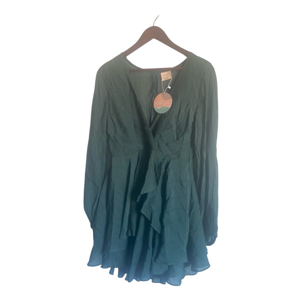 Sage+Peige Women’s Mini Dress Elegant Green Long-Sleeve